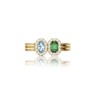 'Coastal Oasis' Double Gemstone Diamond Ring