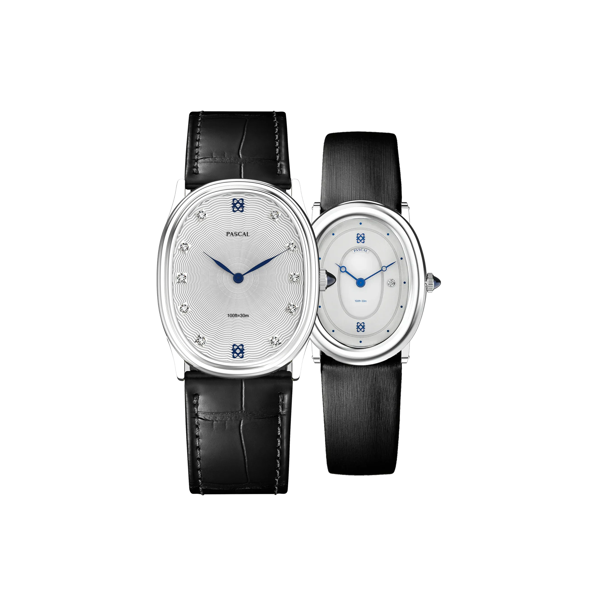 Oval Diamond Couple Watches in Azure Frost - PASCAL