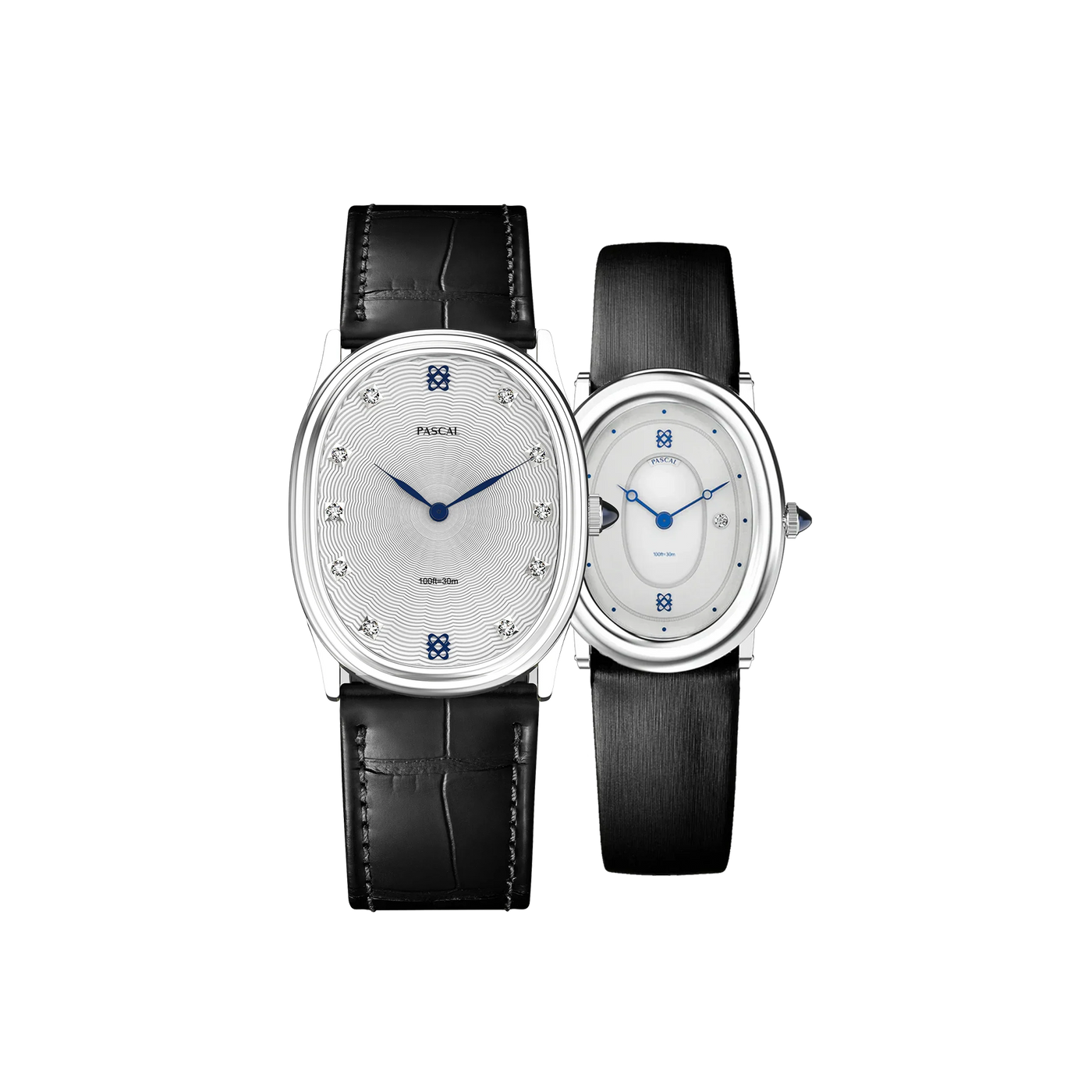 Oval Diamond Couple Watches in Azure Frost - PASCAL