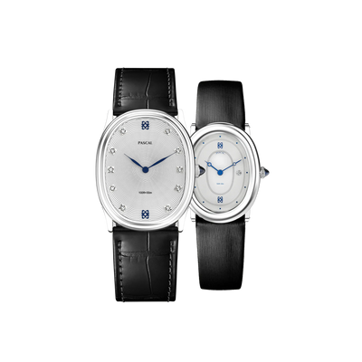 Oval Diamond Couple Watches in Azure Frost - PASCAL