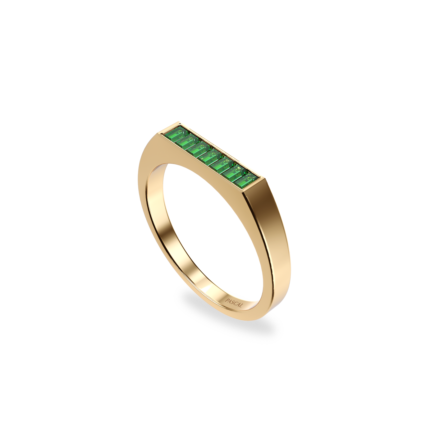 Thin Geo Pave Gemstone Signet Ring