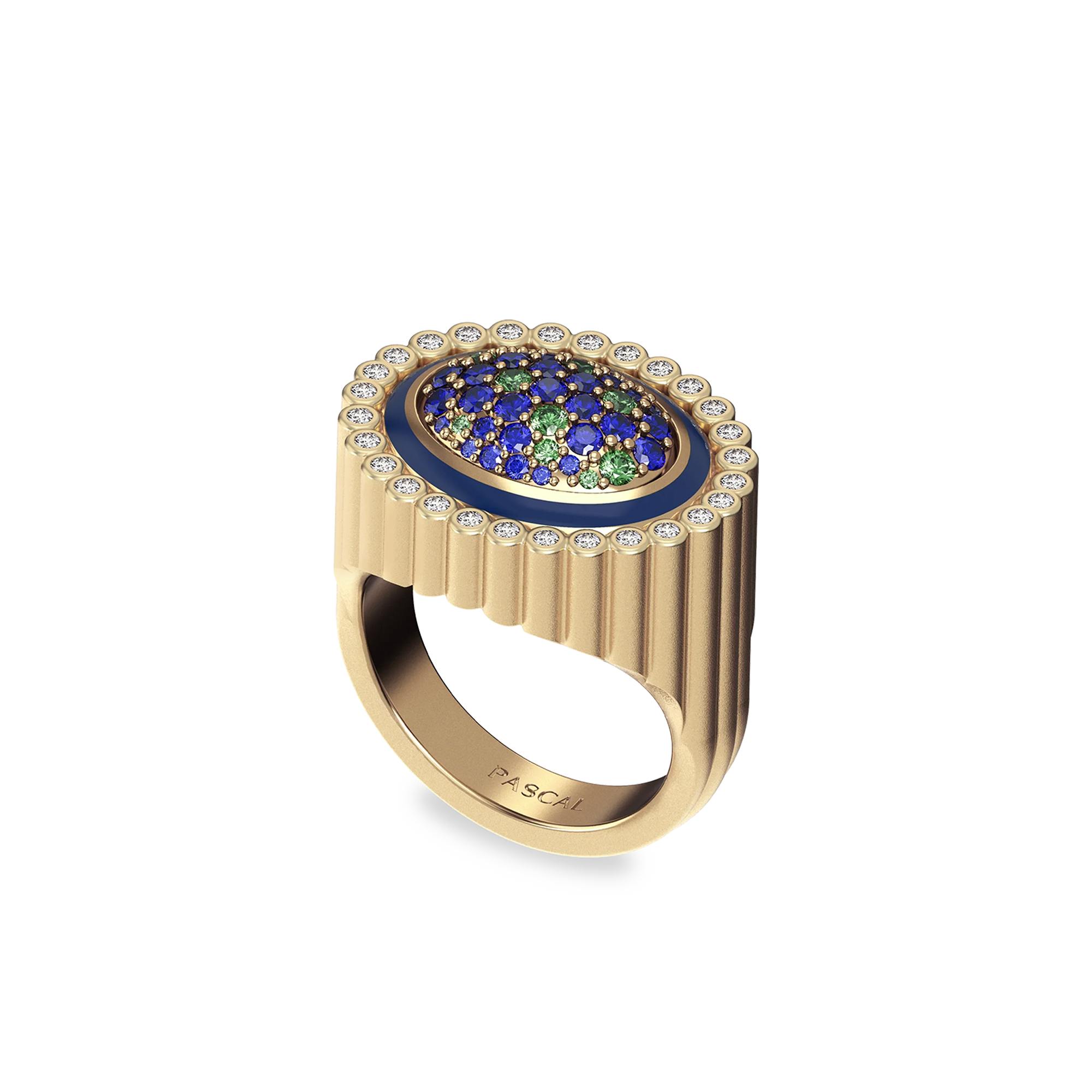 Galaxy Gemstone Diamond Cocktail Ring - PASCAL#color_lagoon