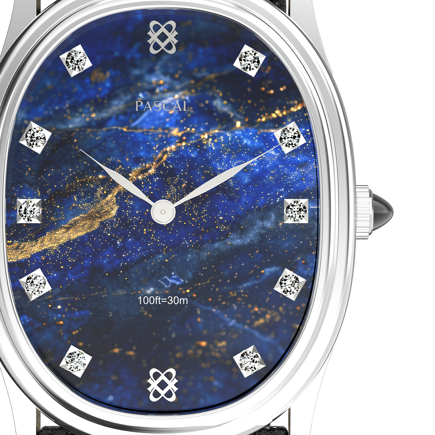 Montre ovale à bulles et diamants 