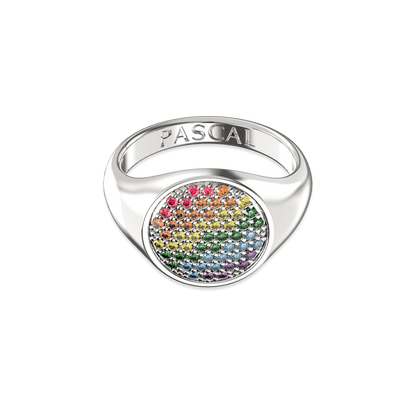 'Pride' Disc Gemstone Pinky Ring