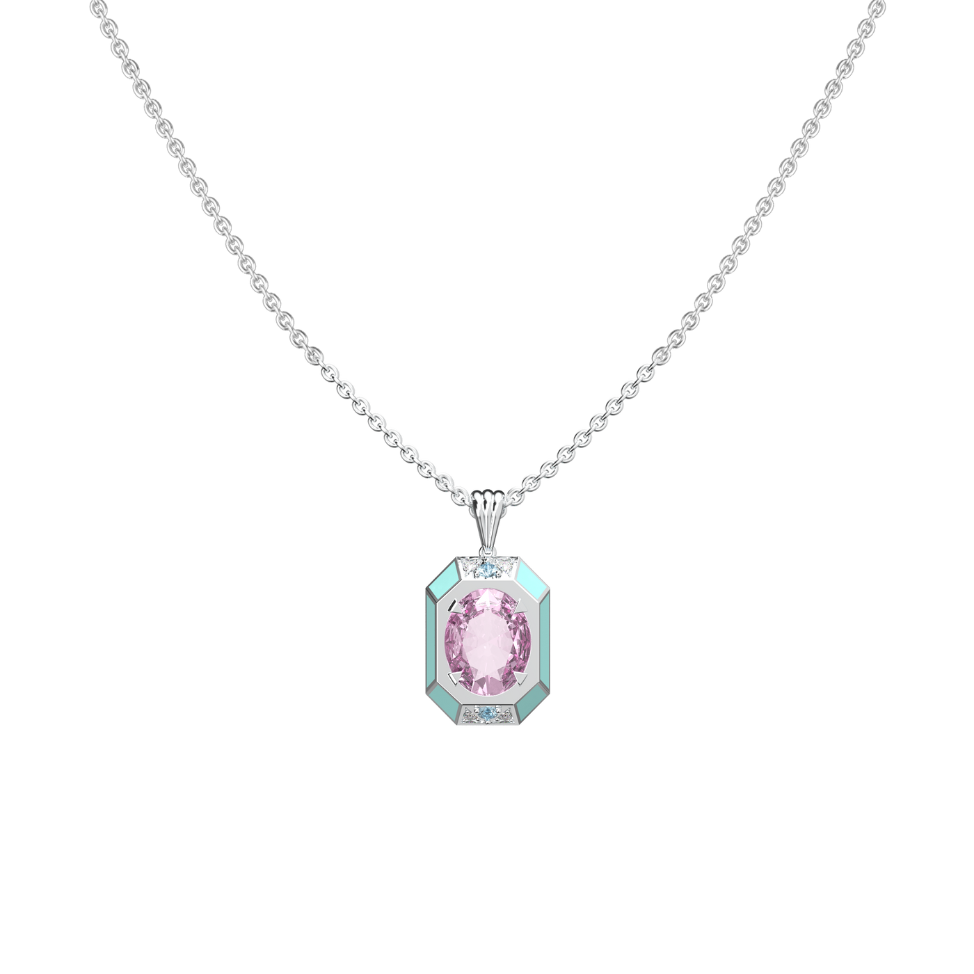 Artdeco Prism Diamond Pendant (Blue & Pink)