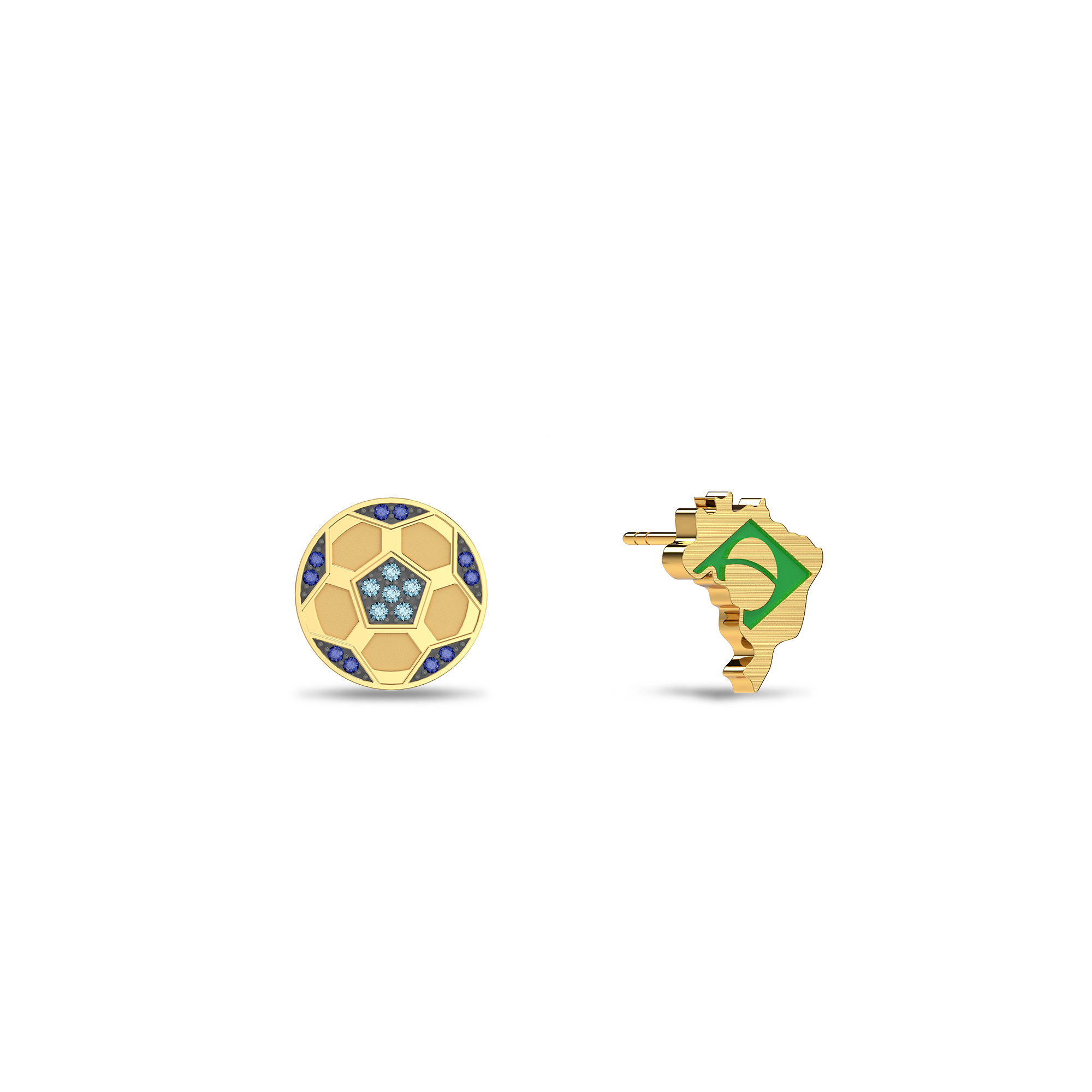 'World Cup 26' Diamond Earrings, Brazil