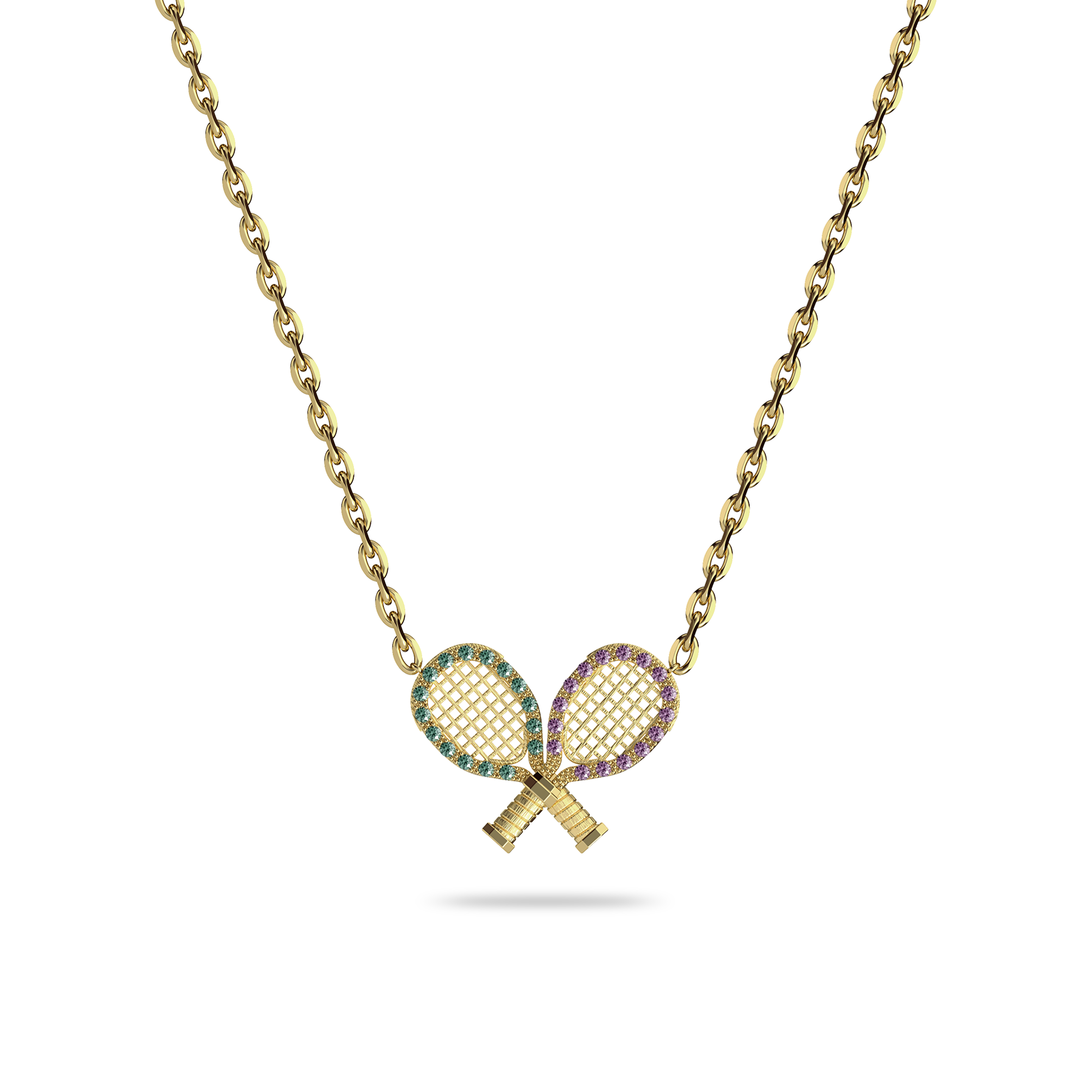 'The Tennis'  SW19 Necklace, Purple Diamond Halo - PASCAL