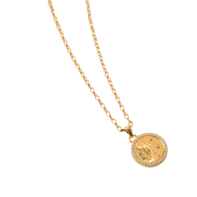 Taurus Amulet Pendant With Pave Diamond Rim
