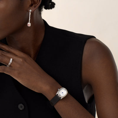 Oval Bubble Diamond Watch and Cufflinks Gift Set
