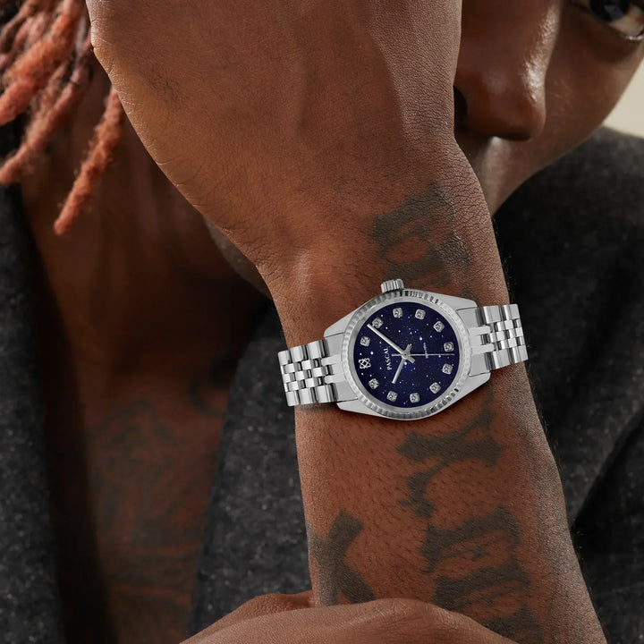 Pascal Timeless Classic Diamond Watch Silver Tone And Navy 31mm Timeless Classic Diamond Watch | PASCAL main image 2