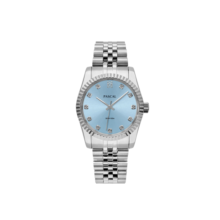 Pascal Timeless Classic Diamond Watch Silver Tone And Navy 31mm Timeless Classic Diamond Watch | PASCAL main image 3