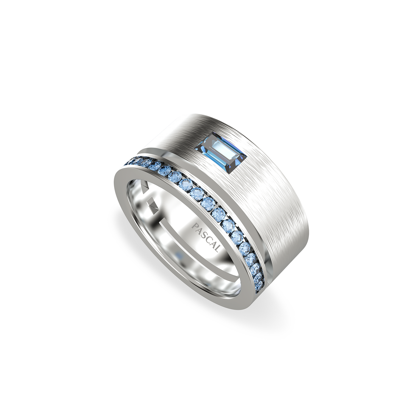 Bague bande de diamants pavés biseautés 