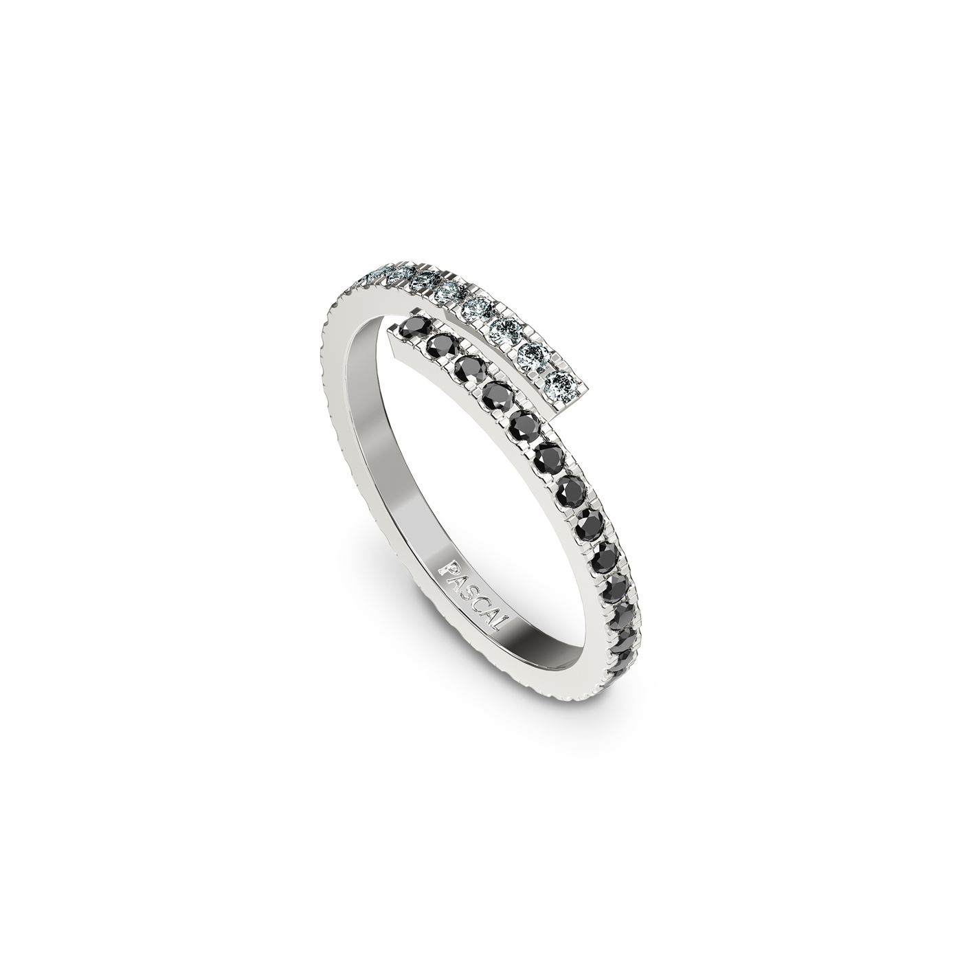 Entwine Black and White Diamond Open Ring