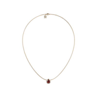 Classic Halo Pear Gemstone Diamond Necklace