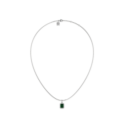 Classic Halo Esmeralda Gemstone Diamond Colgantes