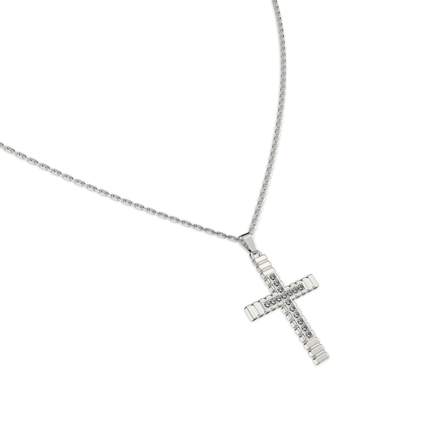 Pendentif croix en diamant de clôture 