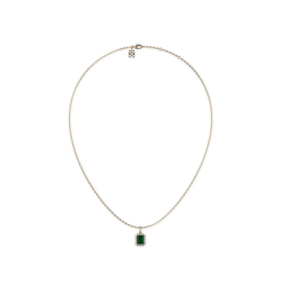 Classic Halo Esmeralda Gemstone Diamond Colgantes