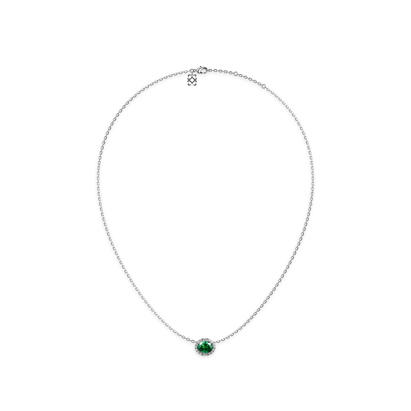 Classic Halo Oval Gemstone Diamond Necklace