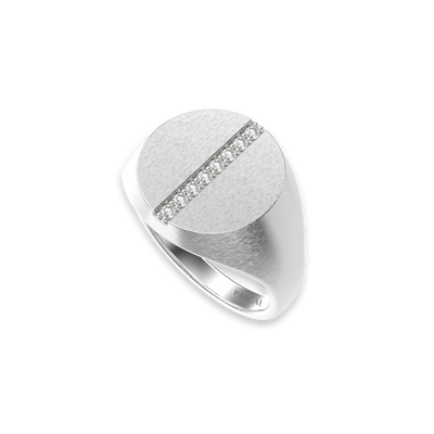 Disc Linear Diamond Signet Ring