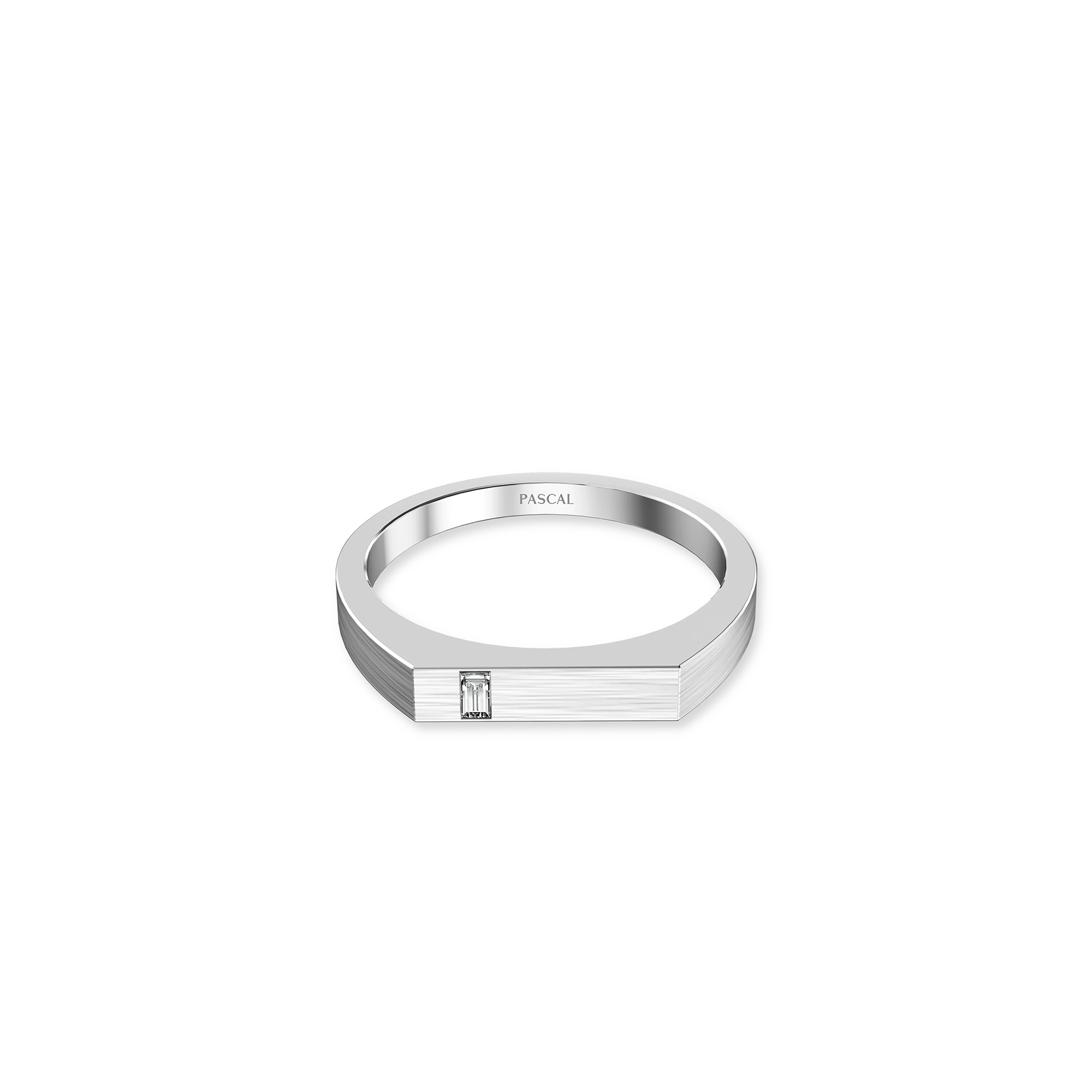 Thin Geo Baguette Cut Diamond Signet Ring - PASCAL