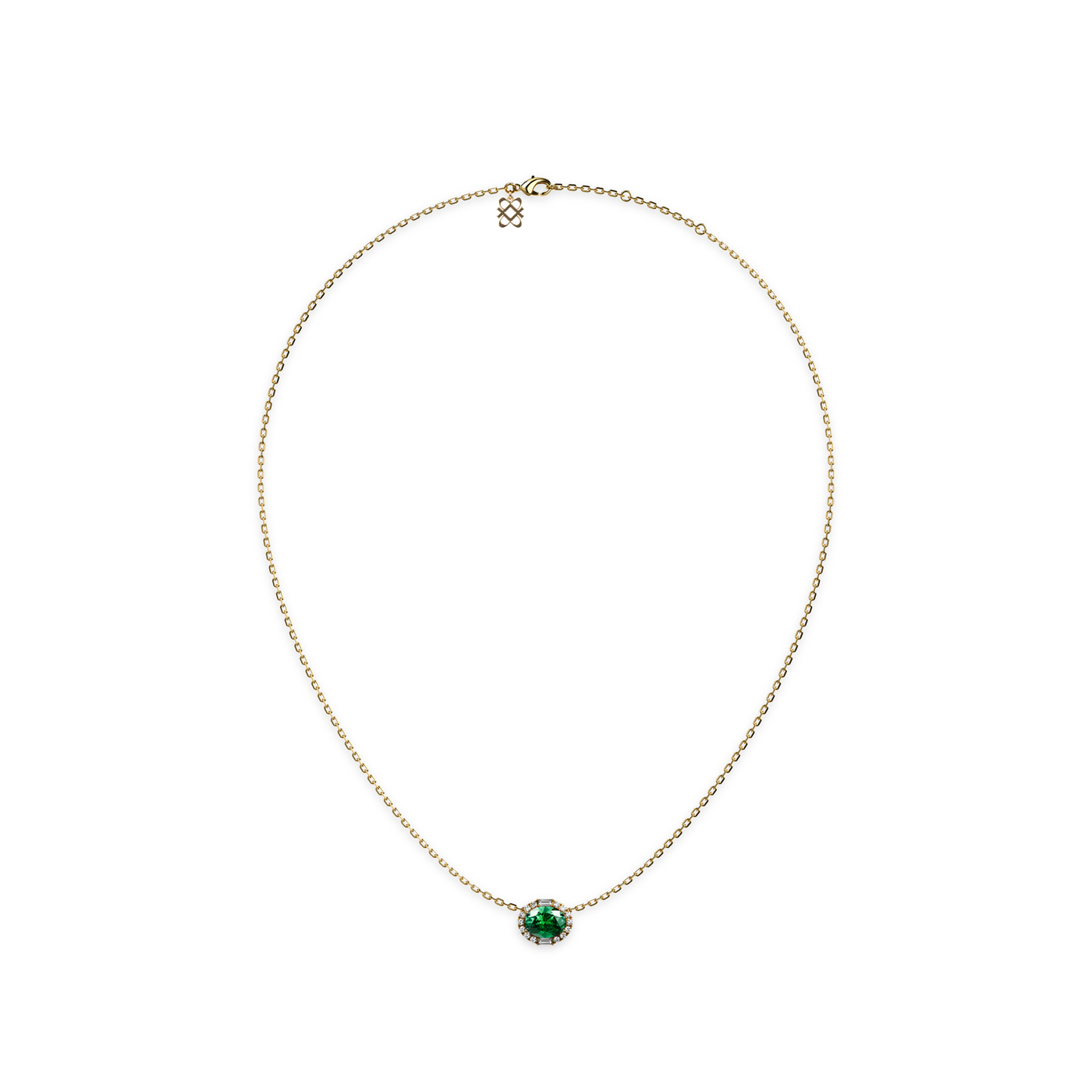 Classic Halo Oval Gemstone Diamond Collar