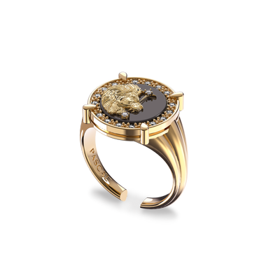 Leo Agate Diamond Ring