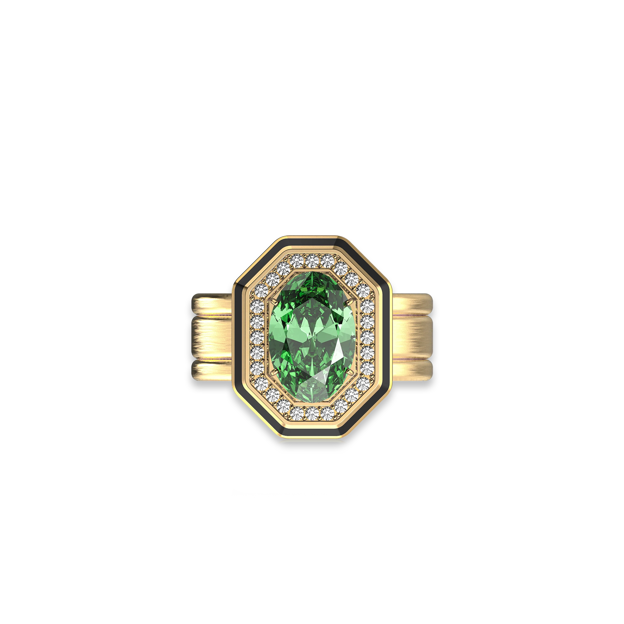 Renaissance Gemstone Diamond Cocktail Ring - PASCAL#color_verdant