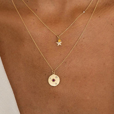 Birthstone Compass Diamond Pendant