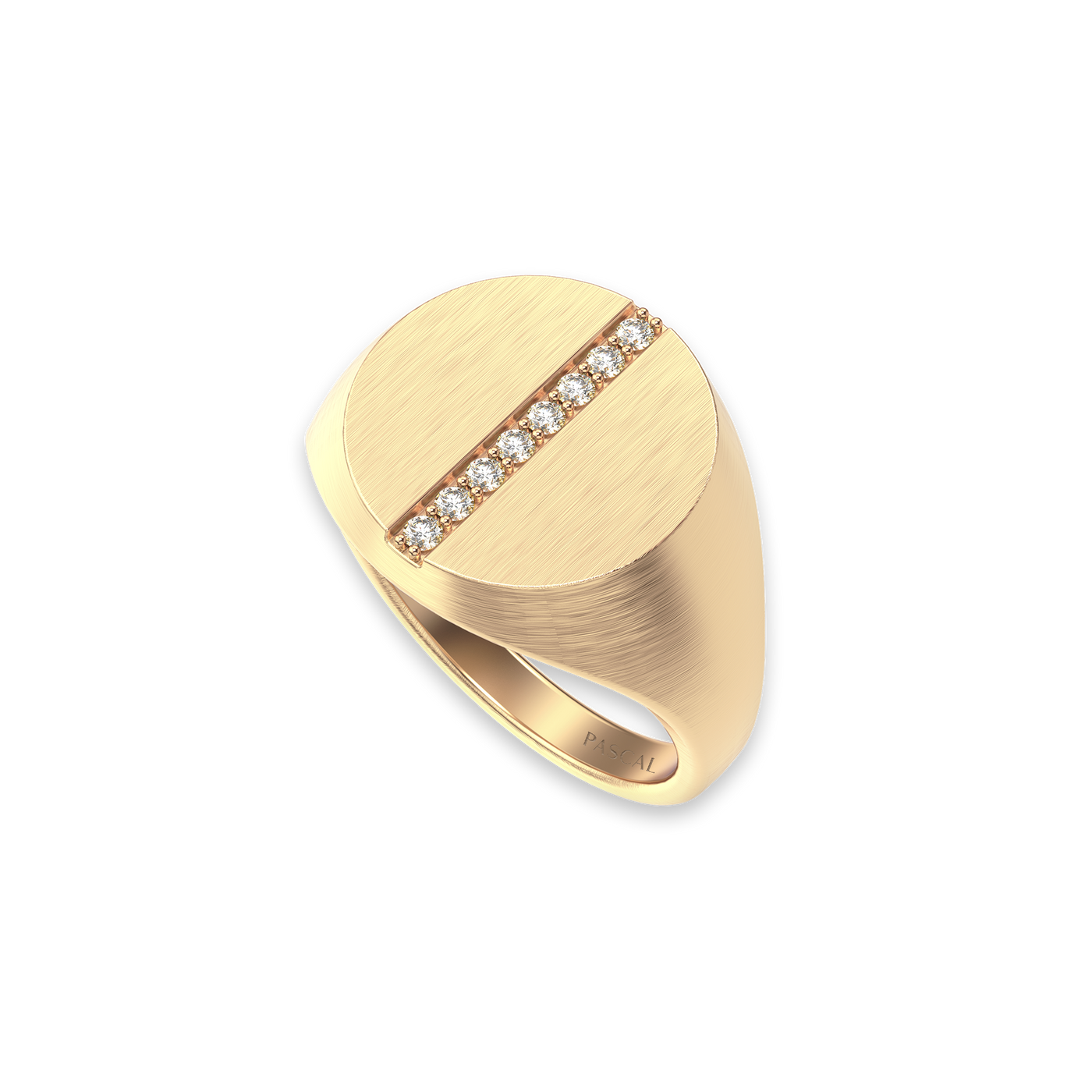 Disc Linear Diamond Signet Ring