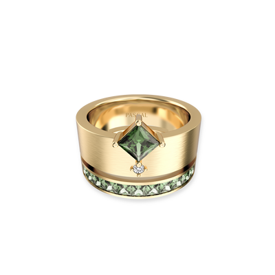 Luxe Gemstone Wide Band Ring