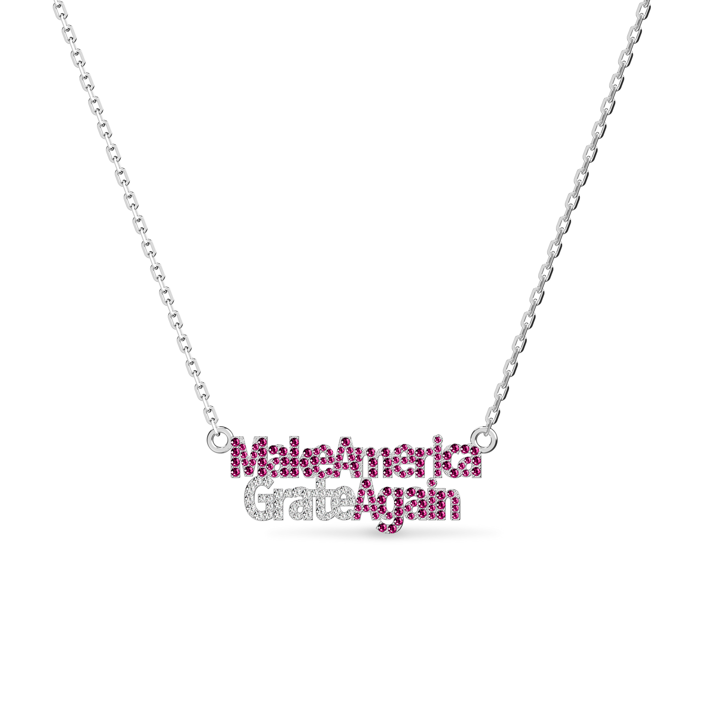 'Political Pop' Gemstone Diamond Slogan Necklace