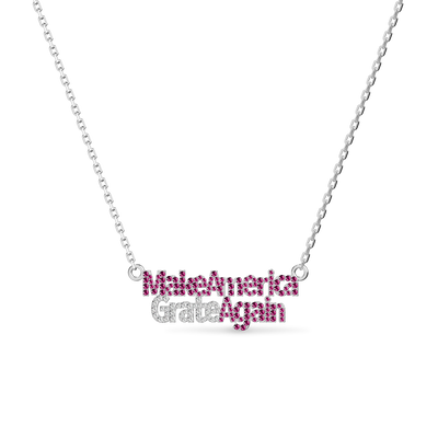 'Political Pop' Gemstone Diamond Slogan Necklace