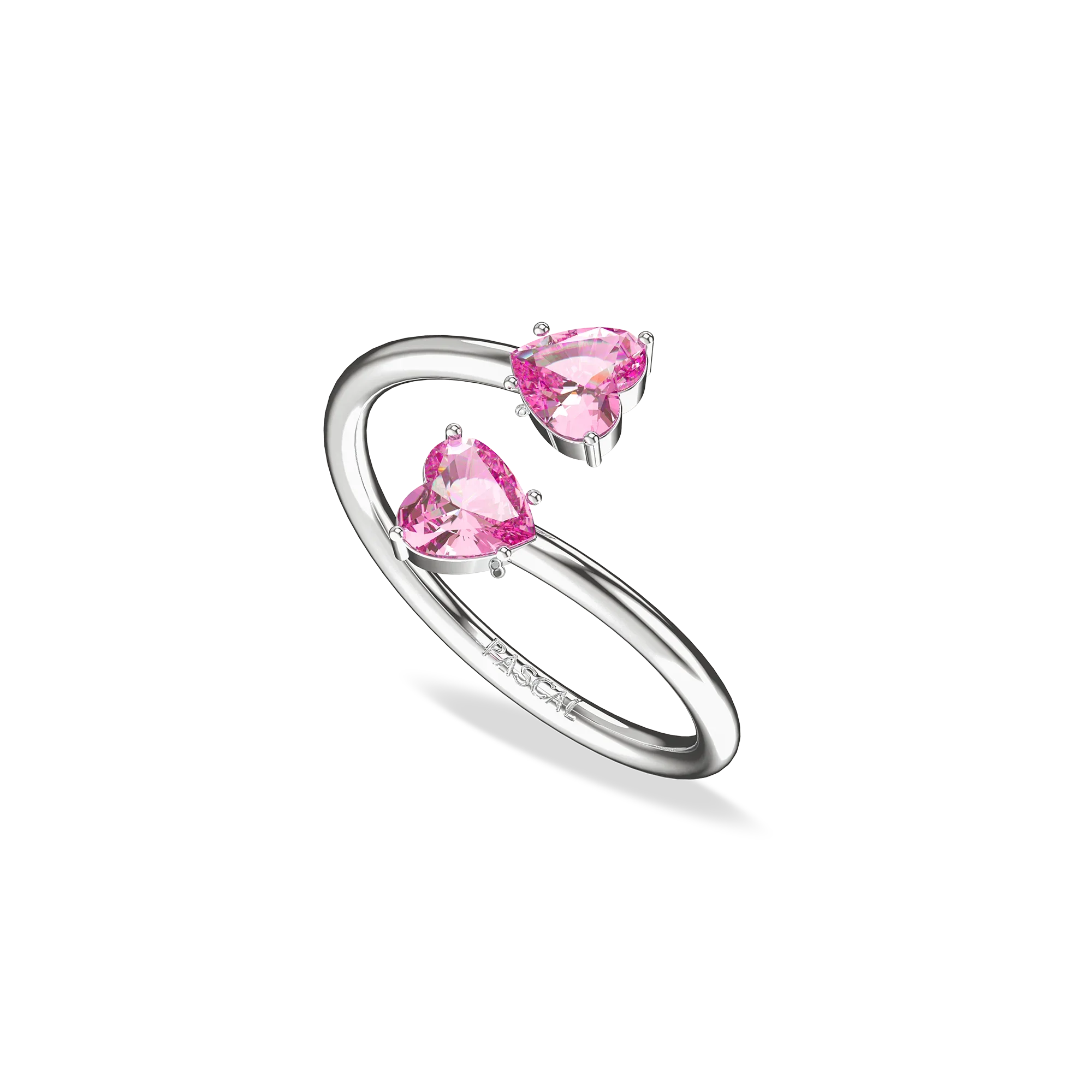 White gold vermeil attract soul ring featuring double pink gemstones for lovers