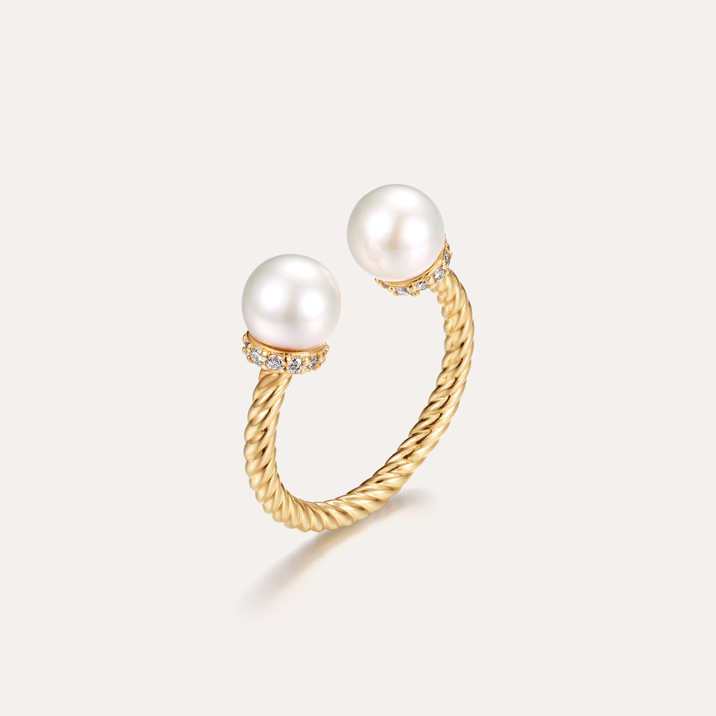 Twine Diamond Open Ring with Pearls
