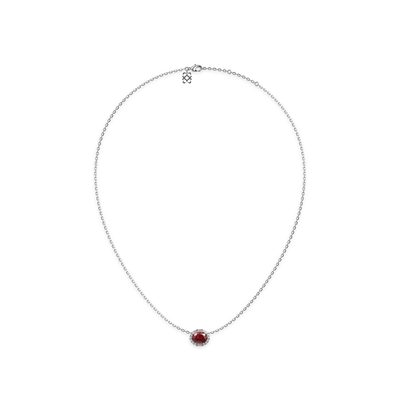 Classic Halo Oval Gemstone Diamond Collar