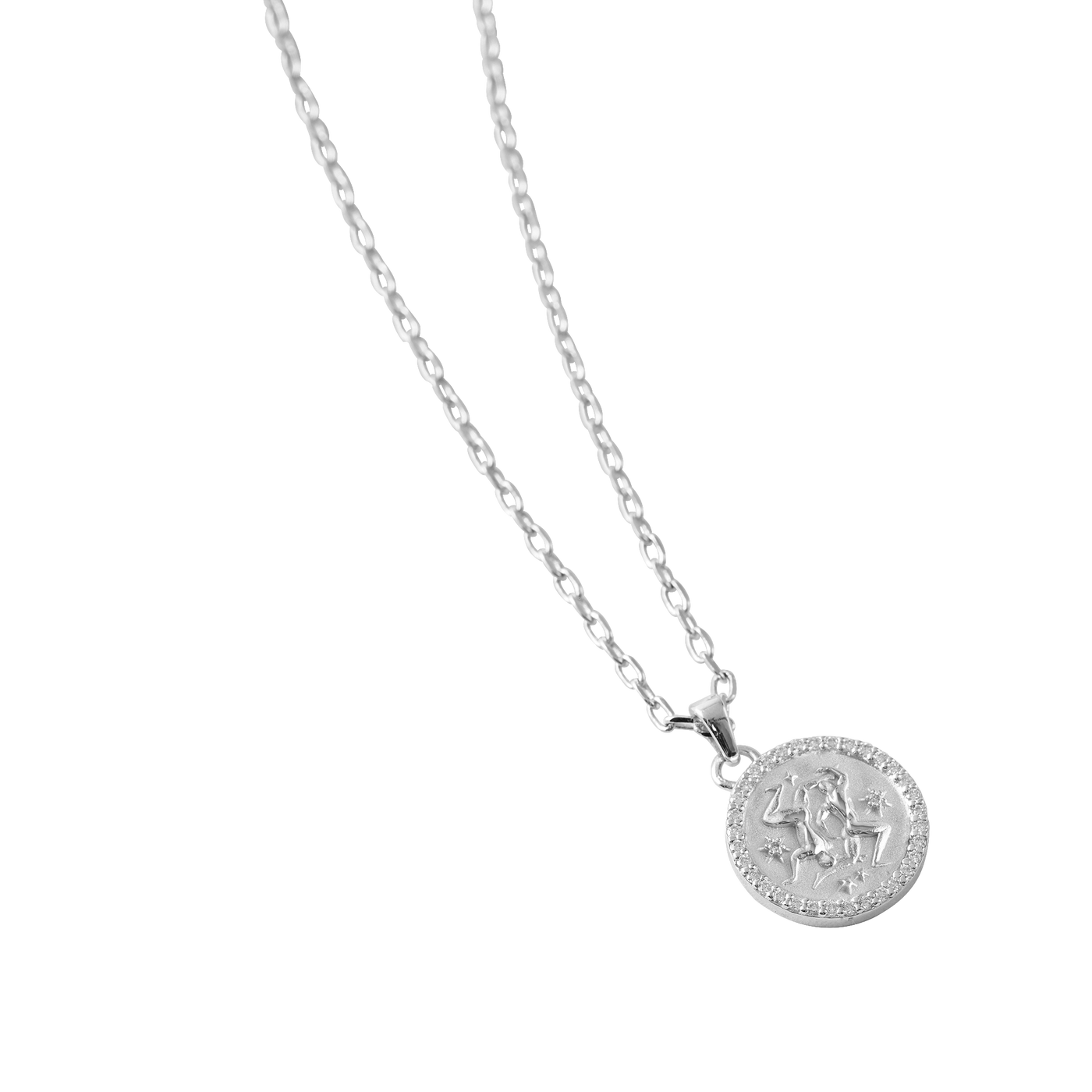 Gemini Amulet Pendant With Pave Diamond Rim