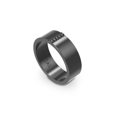 Pave Linear Black Diamond Ring