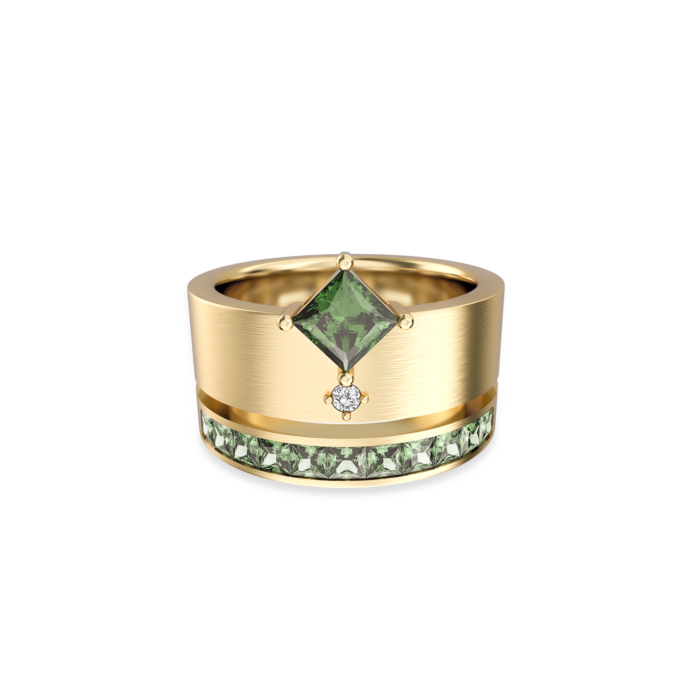 Luxe Gemstone Wide Band Ring