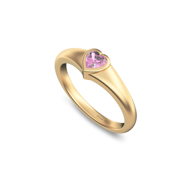 Heart Gemstone Promise Signet Ring