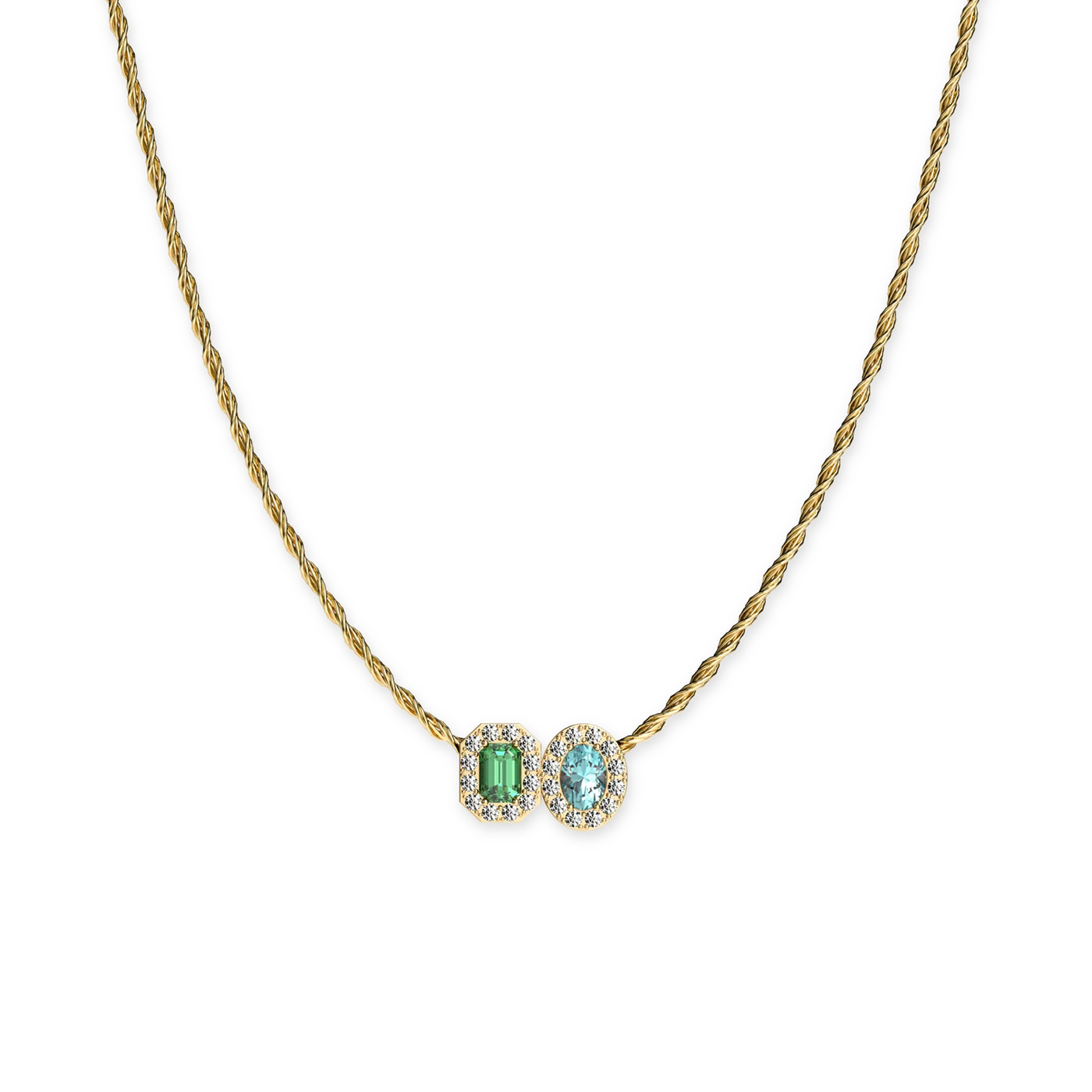 'Coastal Oasis' Double Gemstone Diamond Necklace