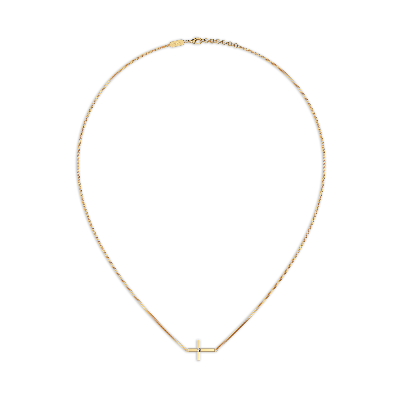Seitliche Diamantkreuz-Halskette 