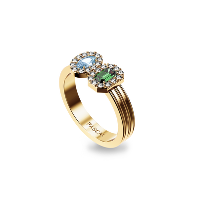 Coastal Oasis Double Gemstone Diamond Ring