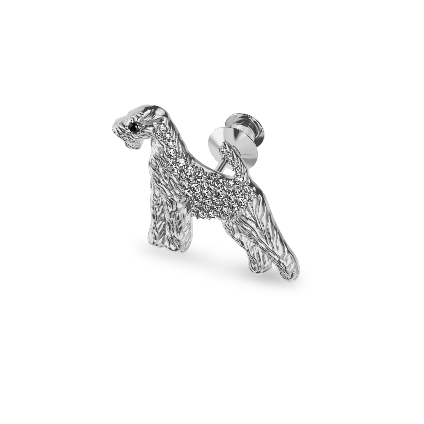 'Airedale Terrier' Profile Diamond Brooch