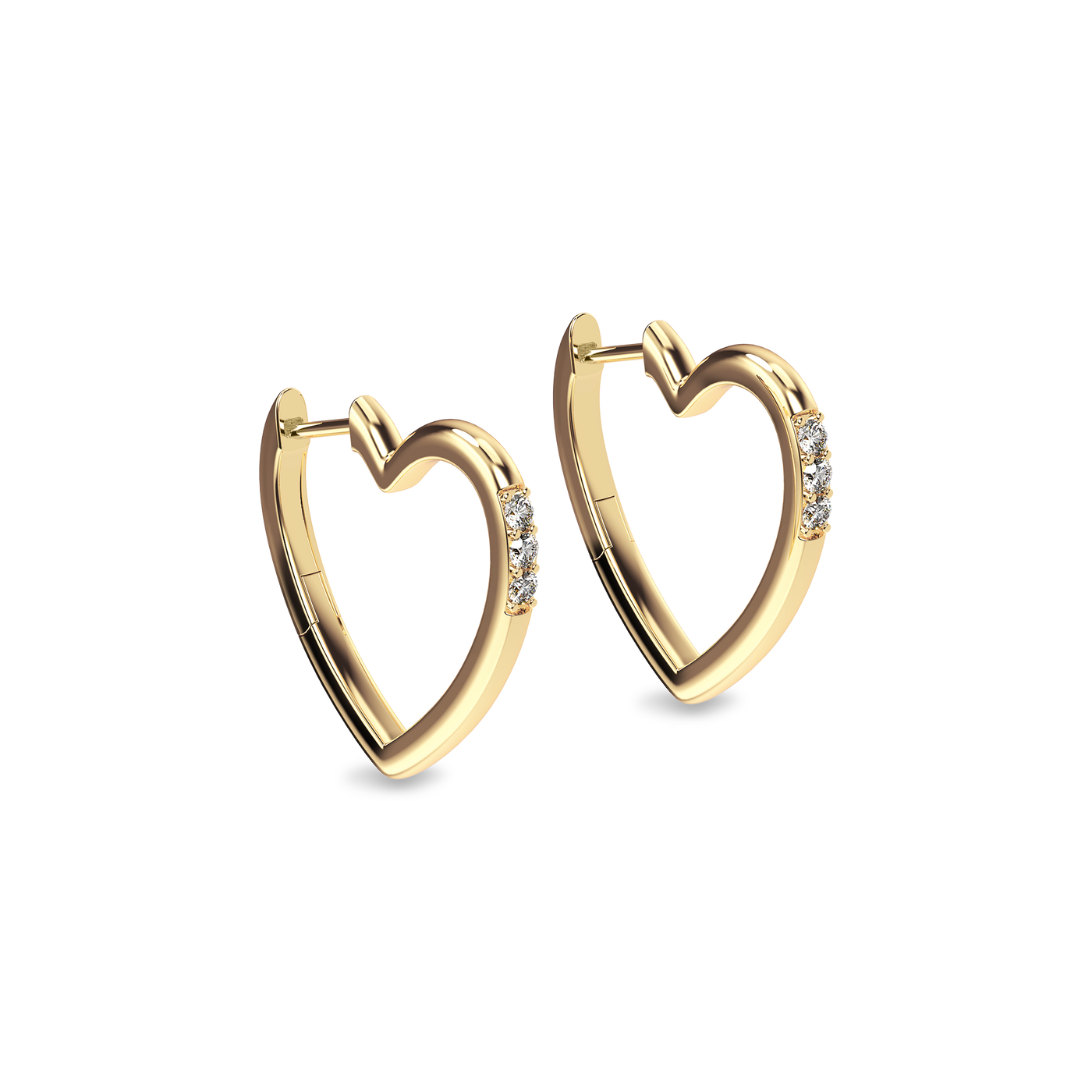 Heart Shaped Diamond Hoop Earrings