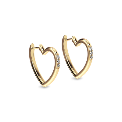 Heart Shaped Diamond Hoop Earrings