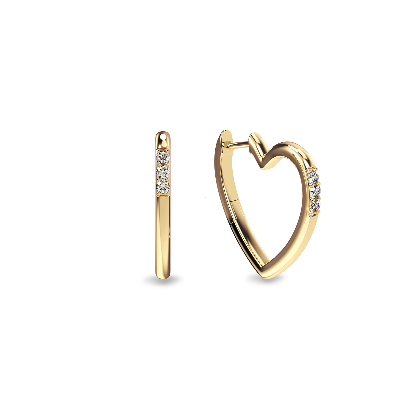 Heart Shaped Diamond Hoop Earrings