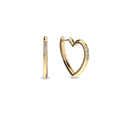 Heart Shaped Diamond Hoop Earrings