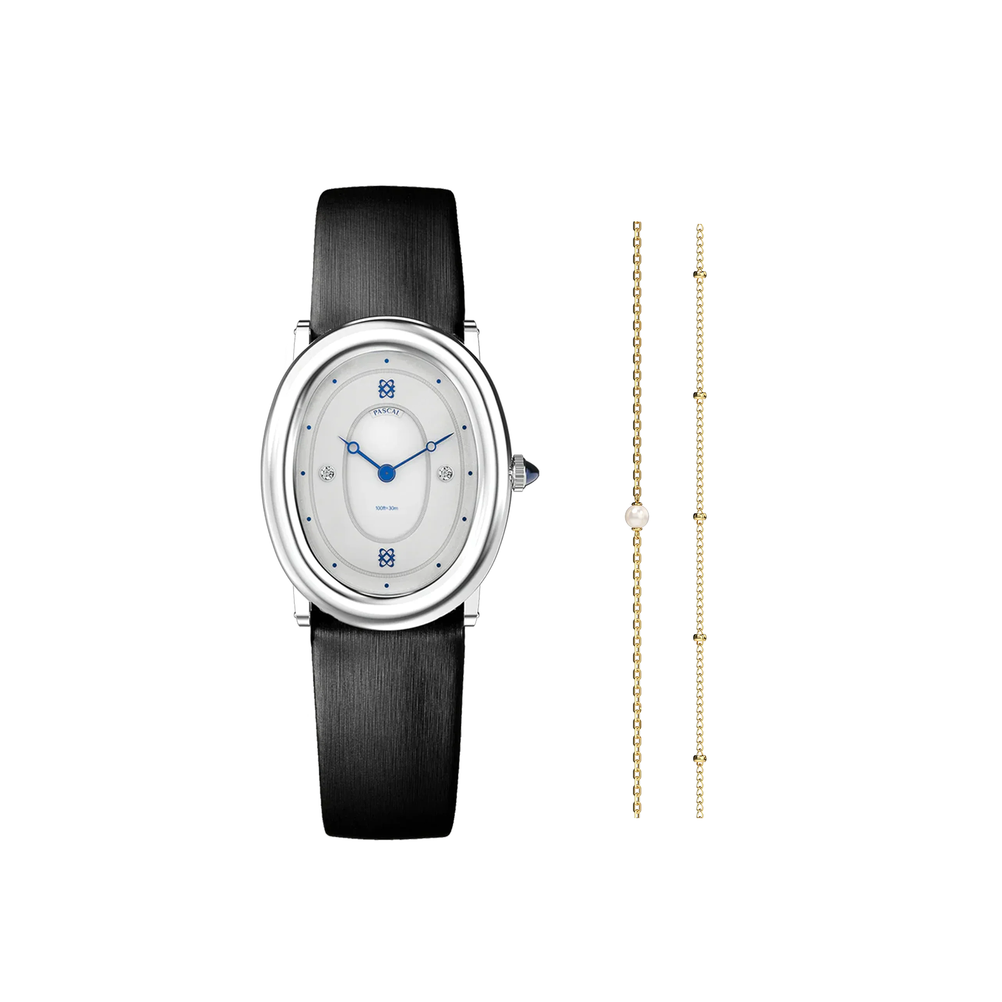 Oval Bubble Diamond Watch Gift Set in Azure Frost - PASCAL