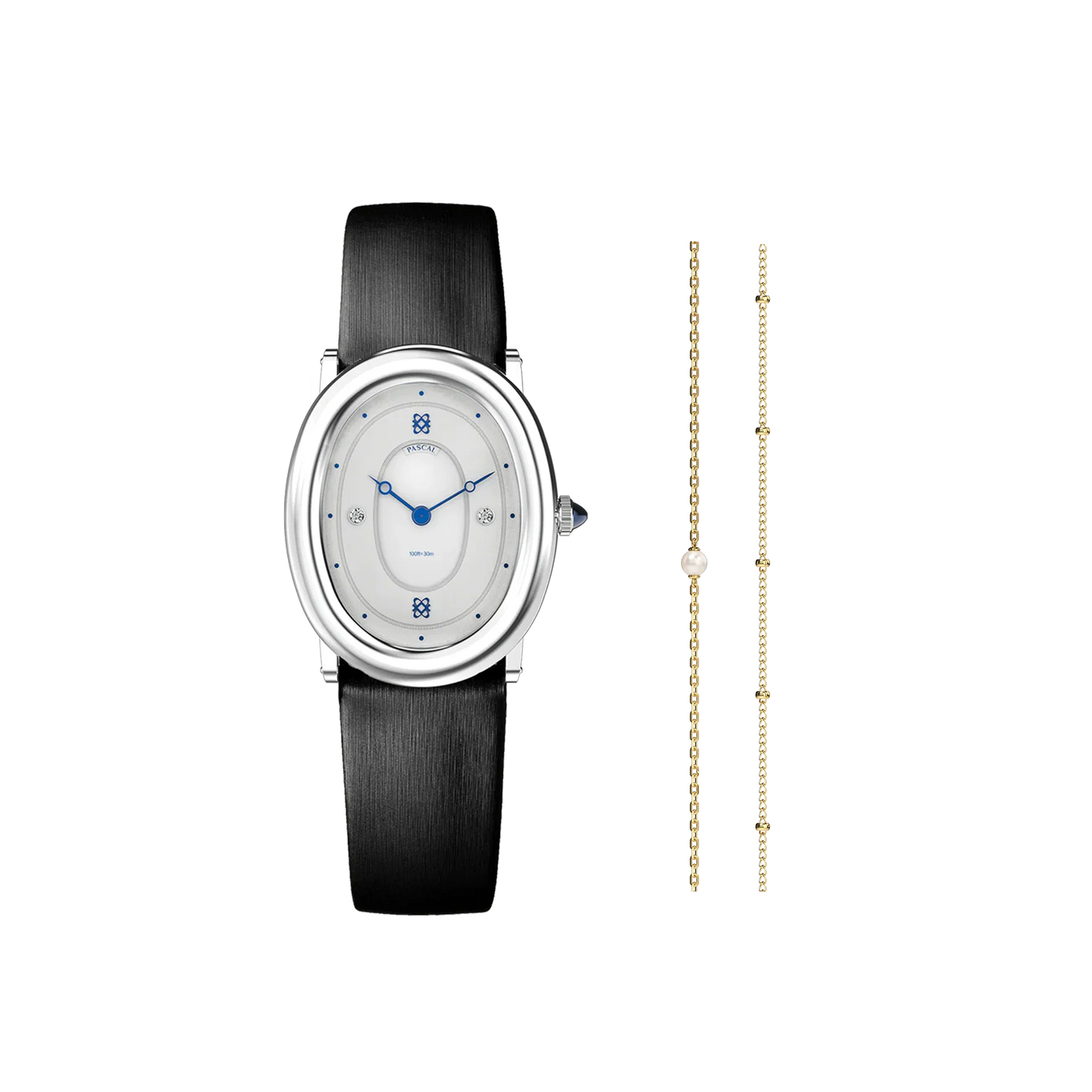 Oval Bubble Diamond Watch Gift Set in Azure Frost - PASCAL