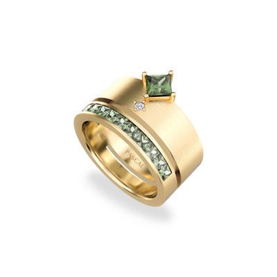 Luxe Gemstone Wide Band Ring